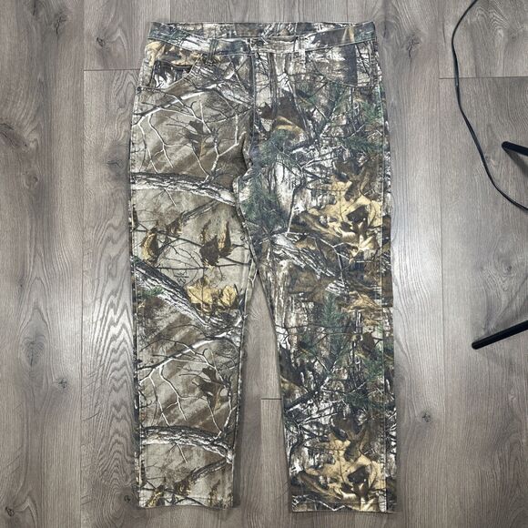 VTG Wrangler Pro Gear Jeans Men 38X30 Realtree Hardwood Camo Hunting Denim Pants - Picture 2 of 7